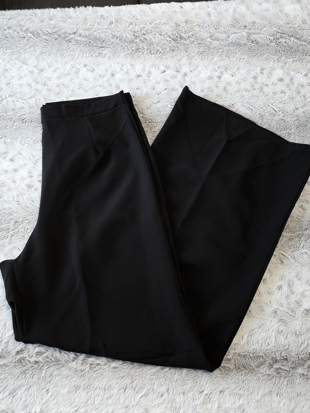 NEW -Boohoo Black Wide-Leg High-Waist Trousers -10 - Picture 7 of 7